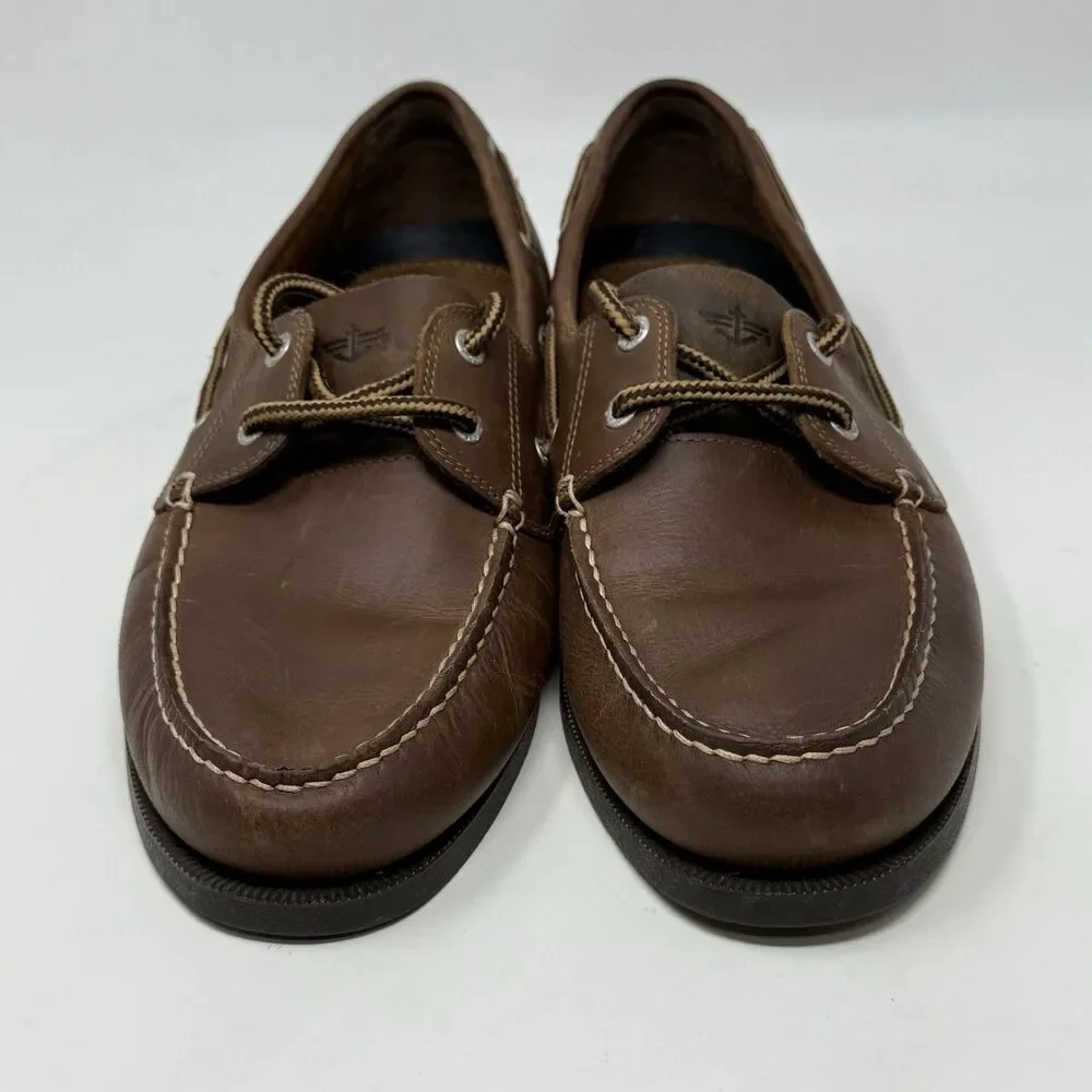 Dockers Vargas Boat Shoes Mens 10 M Brown Leather 2 Eye Casual Preppy Moccasins